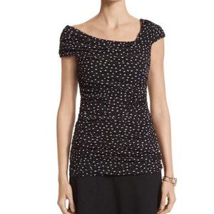 White House Black Market Polka Dot Short Sleeve Blouse Small